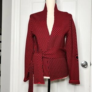 Belford 100% Extra Fine Merino Wool Belted Open Front Cardigan Sweater Sz M